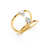 Load image into Gallery viewer, Double Band with Diamonds Ring - 18Kt Gold vermeil