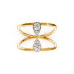 Load image into Gallery viewer, Double Band with Diamonds Ring - 18Kt Gold vermeil