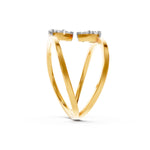 Load image into Gallery viewer, Double Band with Diamonds Ring - 18Kt Gold vermeil