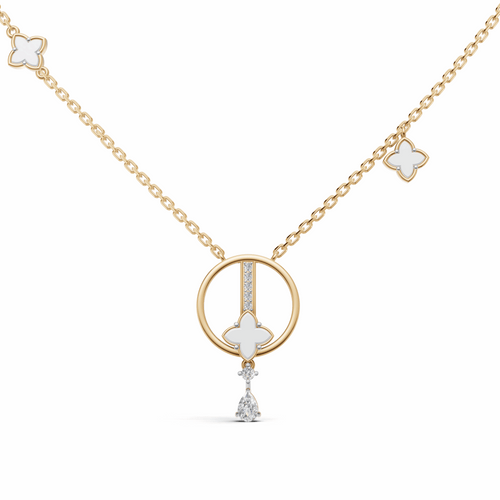 "Zen Blossom Drop" Necklace-18Kt Gold vermeil