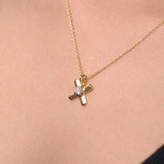 Criss-Cross Diamond Pendant - 18Kt Gold vermeil