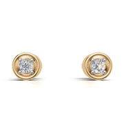 Bezel Set Diamond Solitaire Earring - 18Kt Gold vermeil