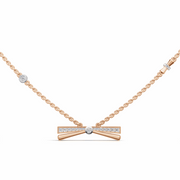 Diamond Bow Pendant Necklace-18Kt Rose Gold vermeil