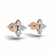 Flower Diamond Cluster Earring - 18Kt Rose Gold vermeil