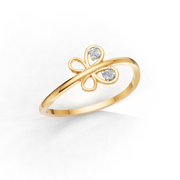 Butterfly Diamond Ring in 18Kt Gold Vermeil - Elegant Jewelry