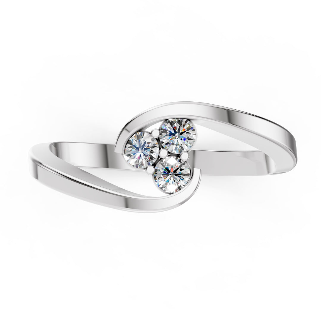 Triple Heart Diamond Whisper Ring