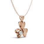 Load image into Gallery viewer, Heart Petal Clover Diamond Pendant(without chain) - 18Kt Rose Gold vermeil
