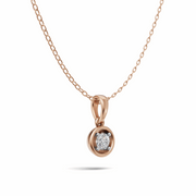 Bezel Set Diamond Solitaire Pendant(without chain) - 18Kt Rose Gold vermeil