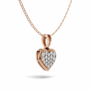 Diamond Flooded Heart Pendant(without chain) - 18Kt Rose Gold vermeil