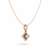 Beaded Edge Diamond Solitaire Pendant(without chain) - 18Kt Rose Gold vermeil
