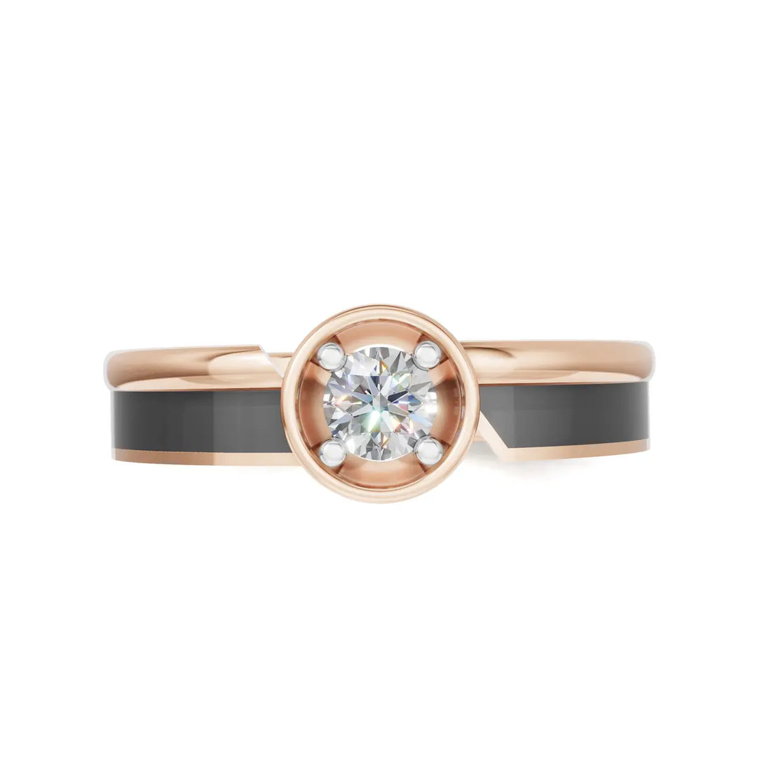Onyx Solitaire Ring - 18Kt Rose Gold vermeil