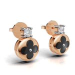 Load image into Gallery viewer, Luck &amp; Sparkle Diamond Earring - 18Kt Rose Gold vermeil
