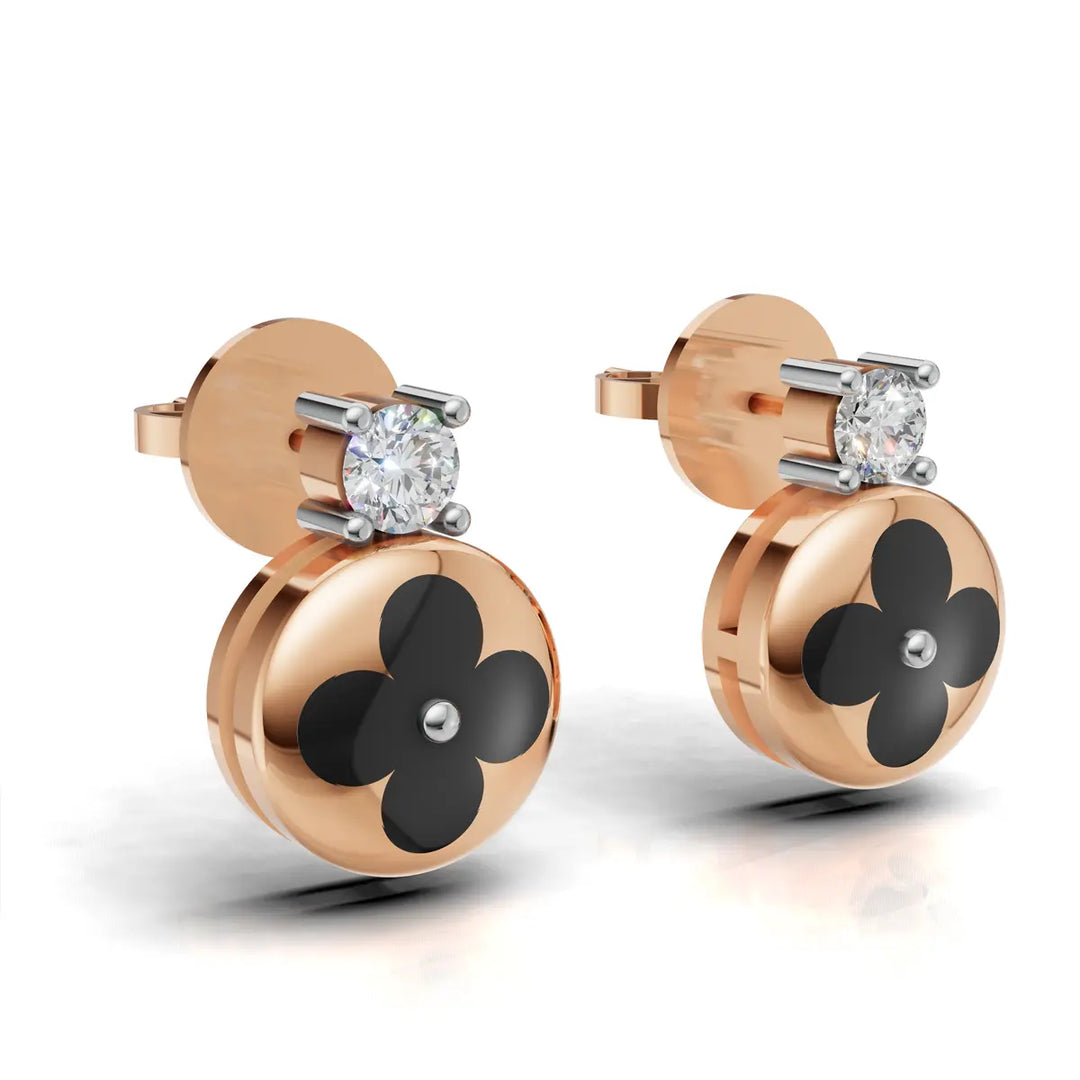 Luck & Sparkle Diamond Earring - 18Kt Rose Gold vermeil