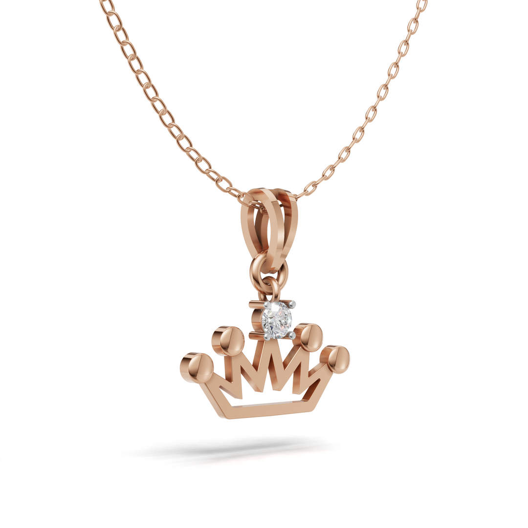 Princess Crown Pendant(without chain) - 18Kt Rose Gold vermeil