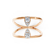 Double Band with Diamonds Ring - 18Kt Rose Gold vermeil