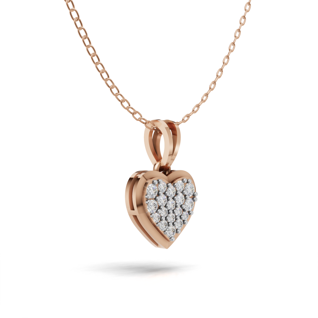 Diamond Flooded Heart Pendant(without chain) - 18Kt Rose Gold vermeil