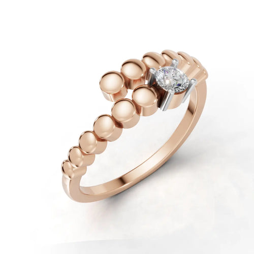 Twisted Diamond Flower Ring - 18Kt Rose Gold Vermeil
