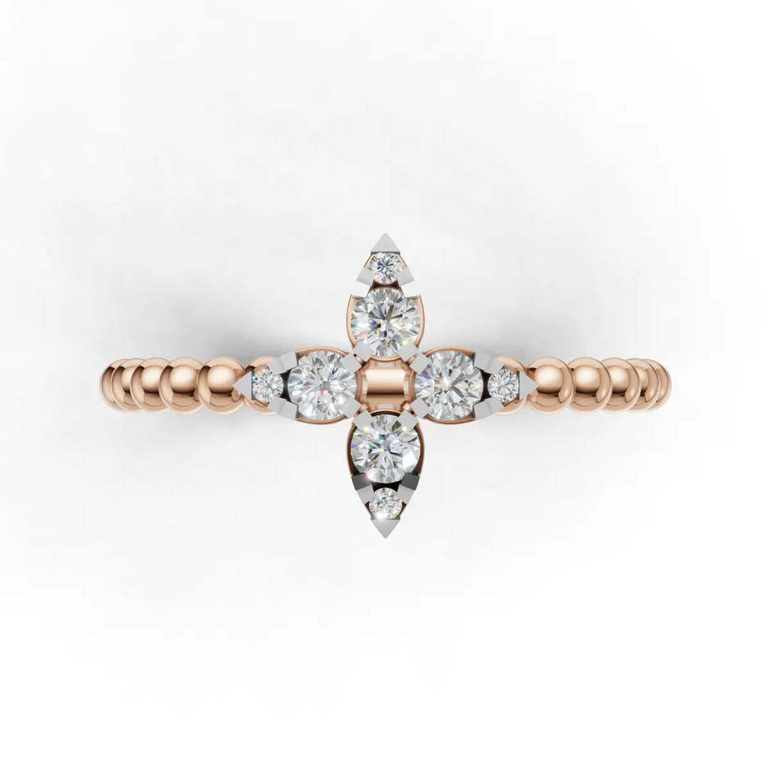 Gold Twin Drop Rings - 18Kt Rose Gold vermeil