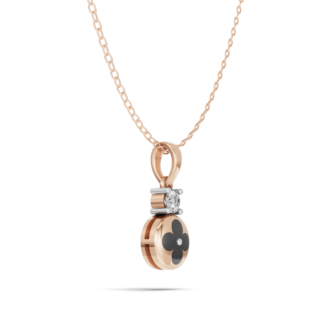 Luck & Sparkle Diamond Pendant(without chain) - 18Kt Rose Gold vermeil