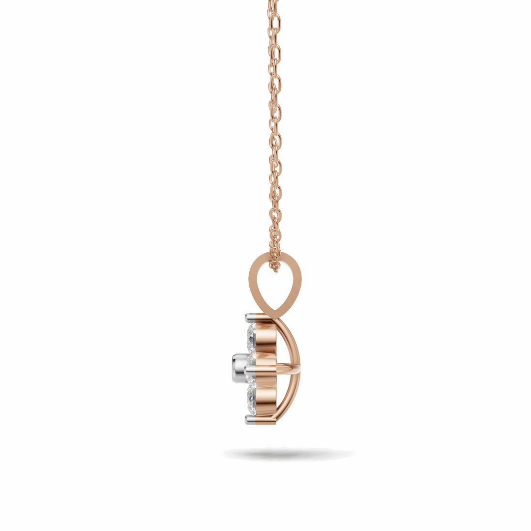 Flower Diamond Cluster Pendant(without pendant) - 18Kt Rose Gold vermeil