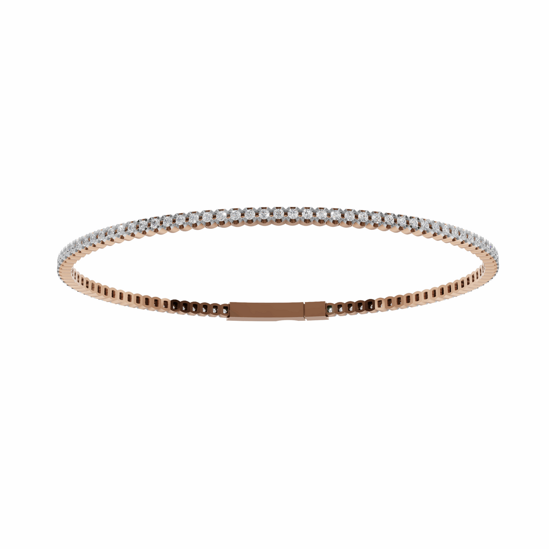 Tennis Bangle Bracelet - 18Kt Gold Vermeil & Rose Gold Vermeil