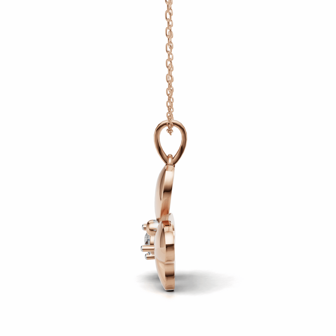 Heart Petal Clover Diamond Pendant(without chain) - 18Kt Rose Gold vermeil