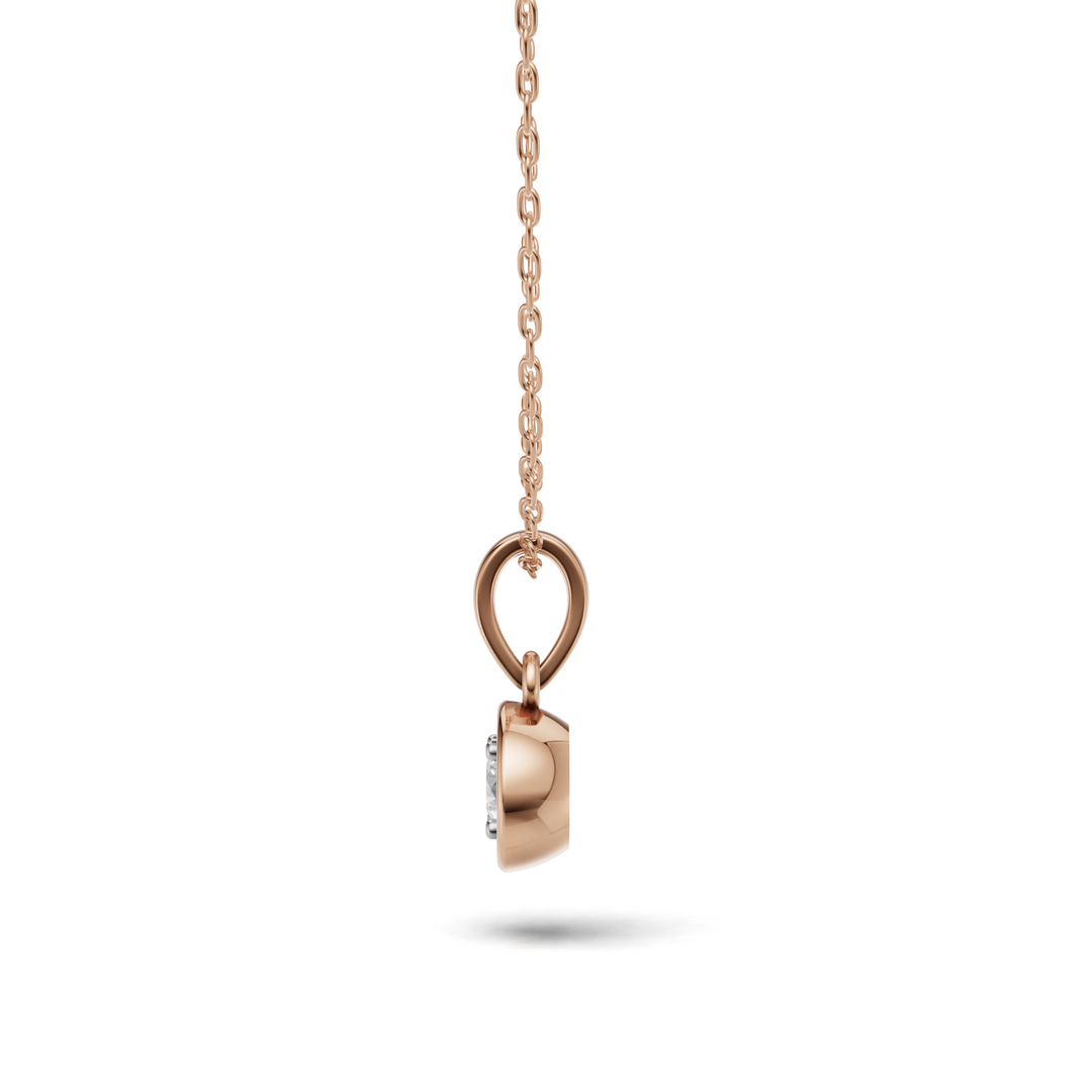 Bezel Set Diamond Solitaire Pendant(without chain) - 18Kt Rose Gold vermeil