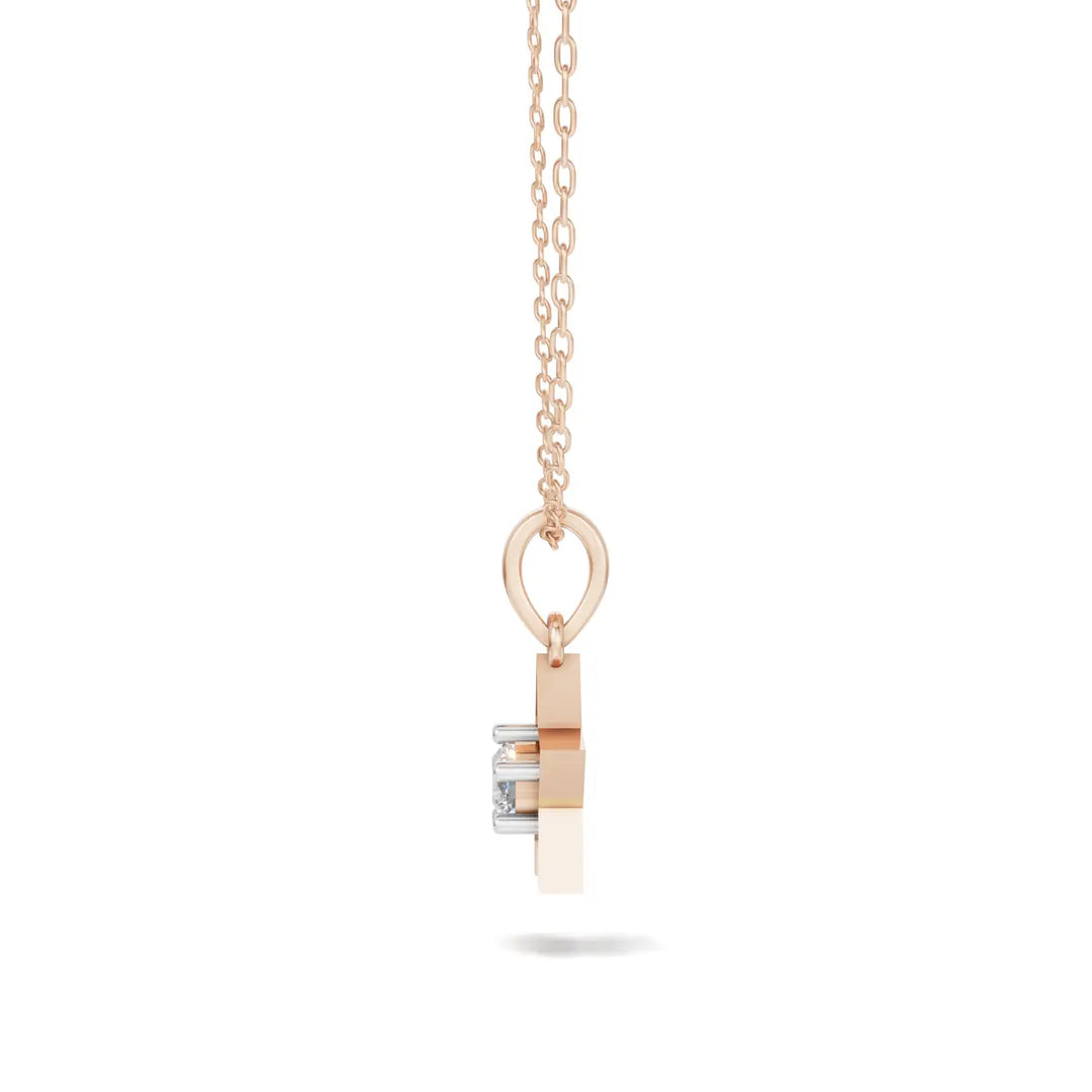 Open Star Diamond Pendant(without chain) - 18Kt Rose Gold vermeil