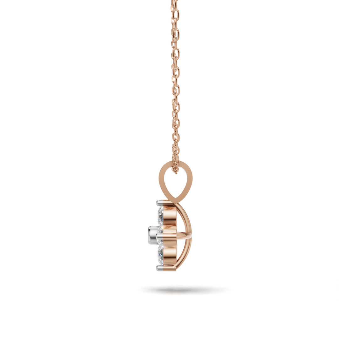 Flower Diamond Cluster Pendant(without pendant) - 18Kt Rose Gold vermeil