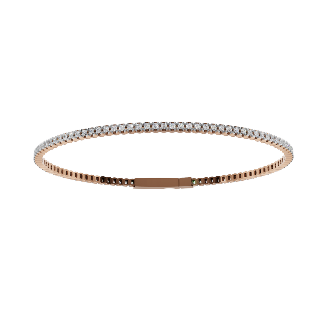 Tennis Bangle Bracelet - 18Kt Gold Vermeil & Rose Gold Vermeil