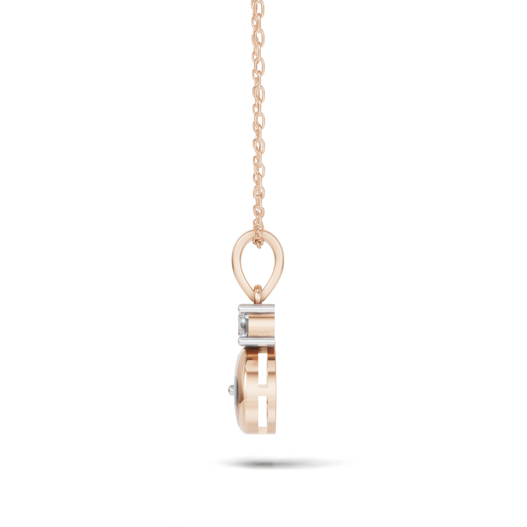 Luck & Sparkle Diamond Pendant(without chain) - 18Kt Rose Gold vermeil