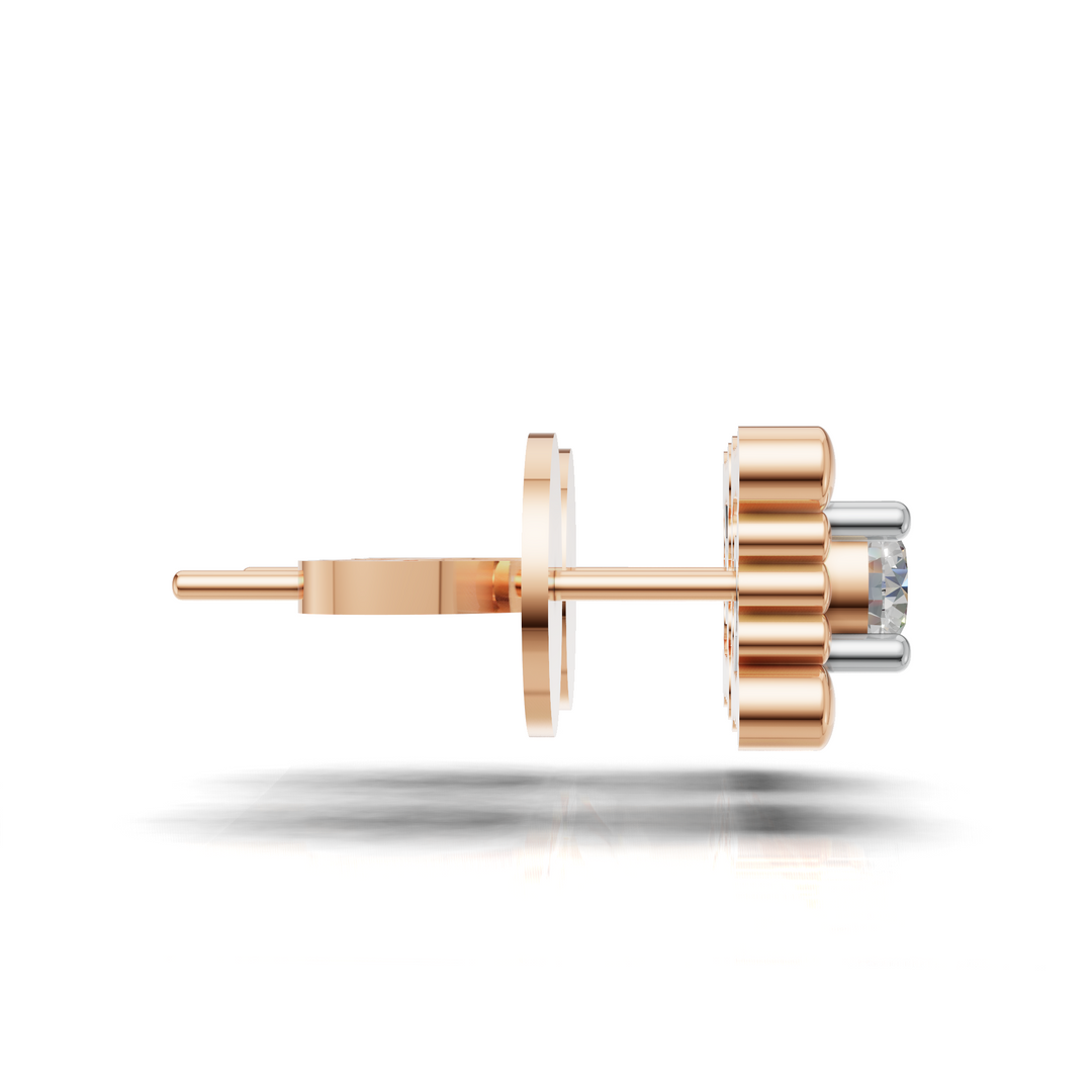 Beaded Edge Diamond Solitaire Earring - 18Kt Rose Gold vermeil