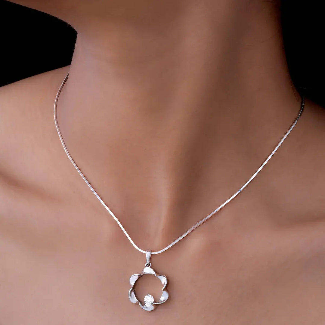 Eternal Bloom with a Whispering Diamond-With chain