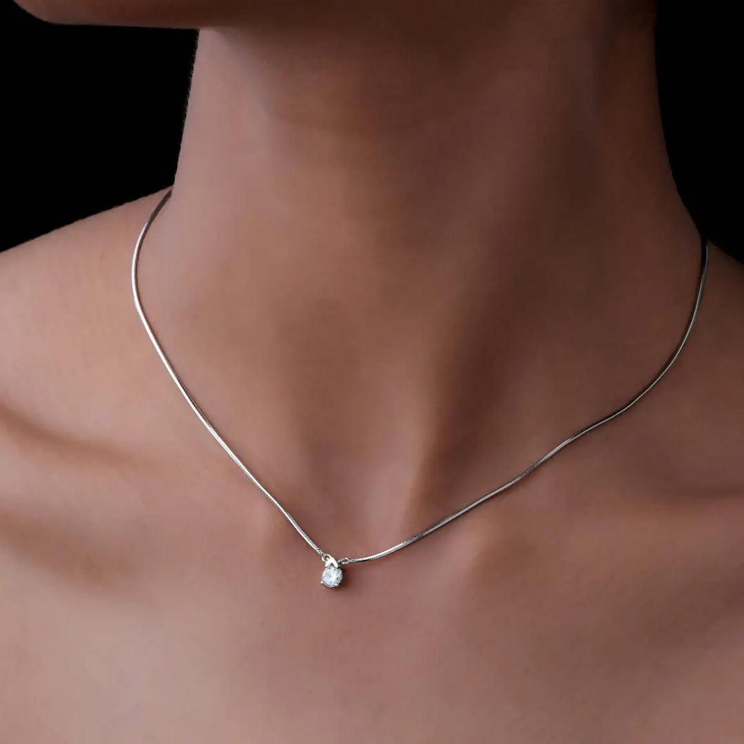Luna Point Solitaire Pendant-With chain