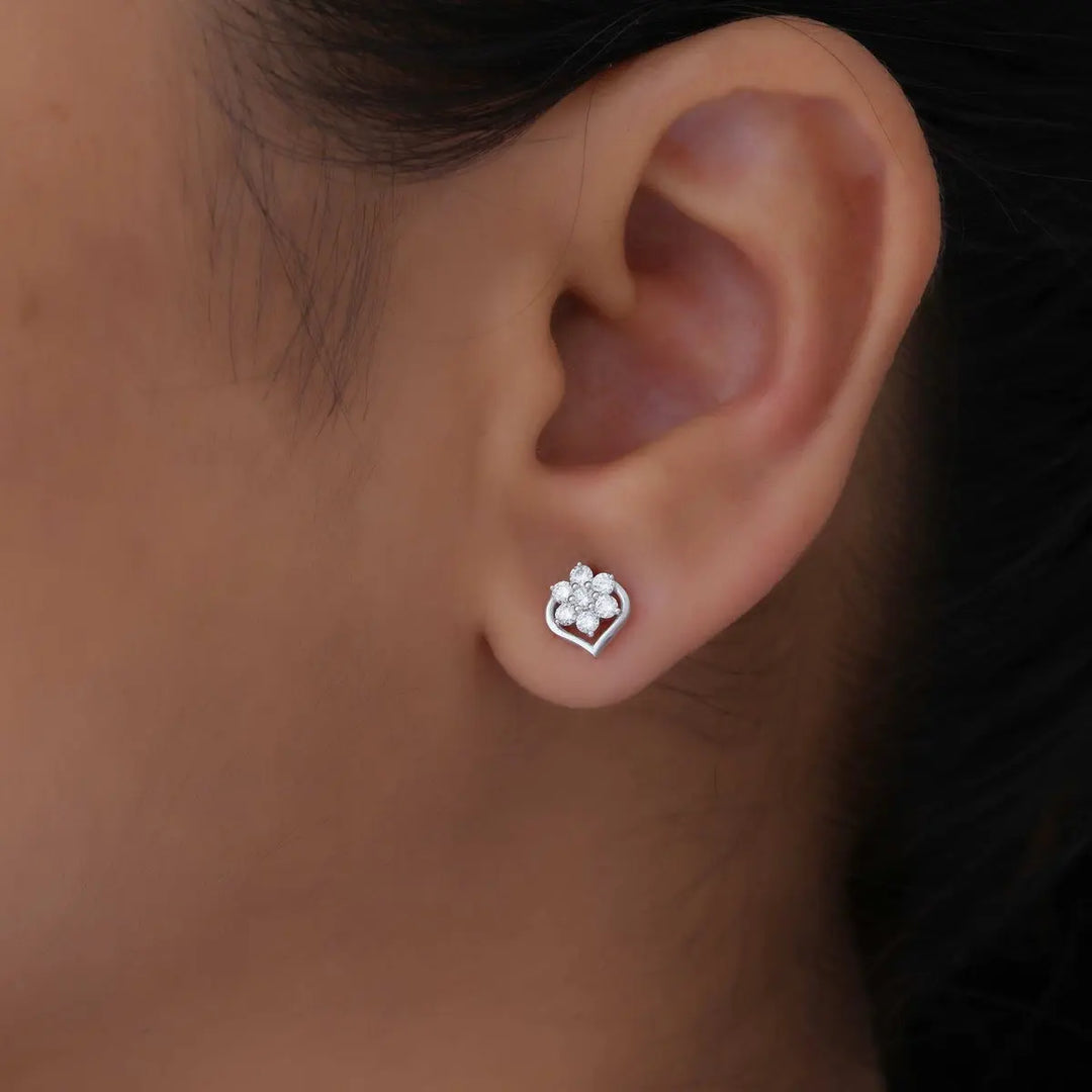 Blossam Heart Diamond Earrings