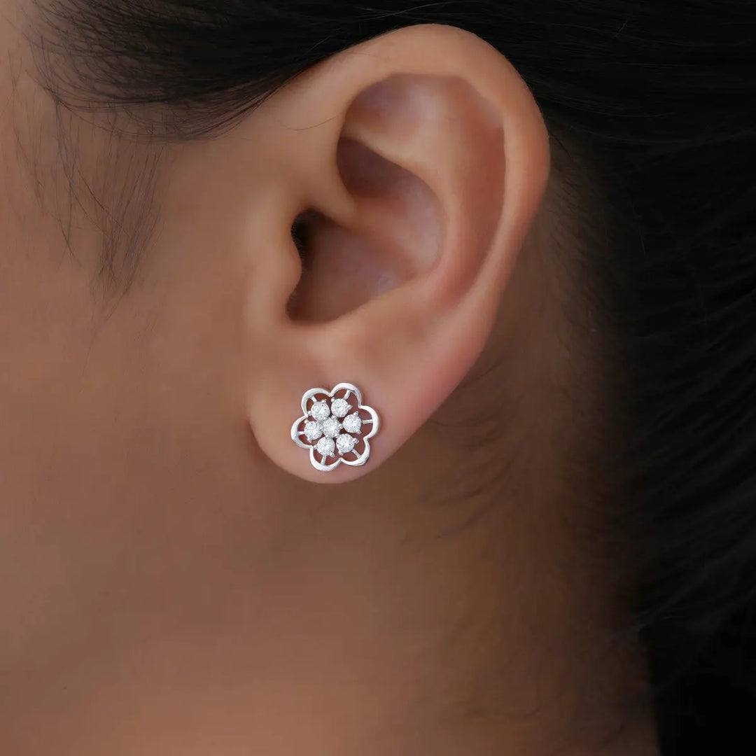 Rose Petal Diamond Bloom Earrings