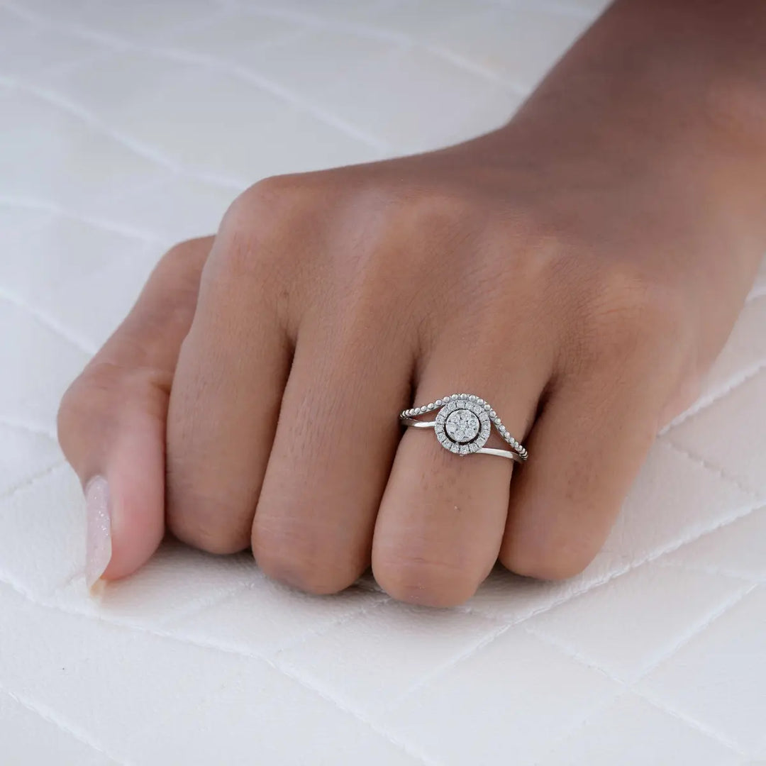 Baded Halo Ring