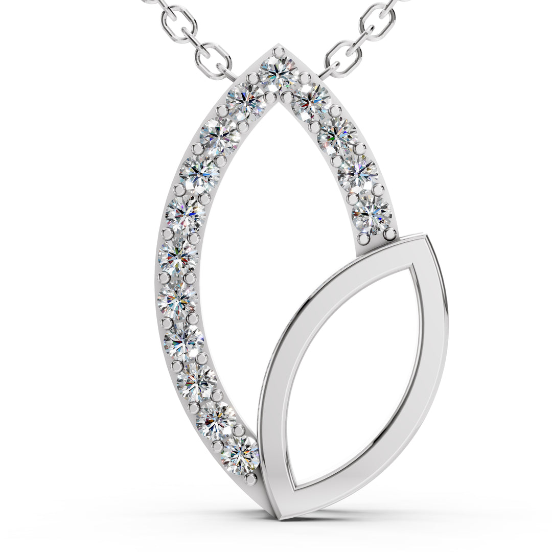 Lustra Dual Leaf Diamond Pendant-With chain