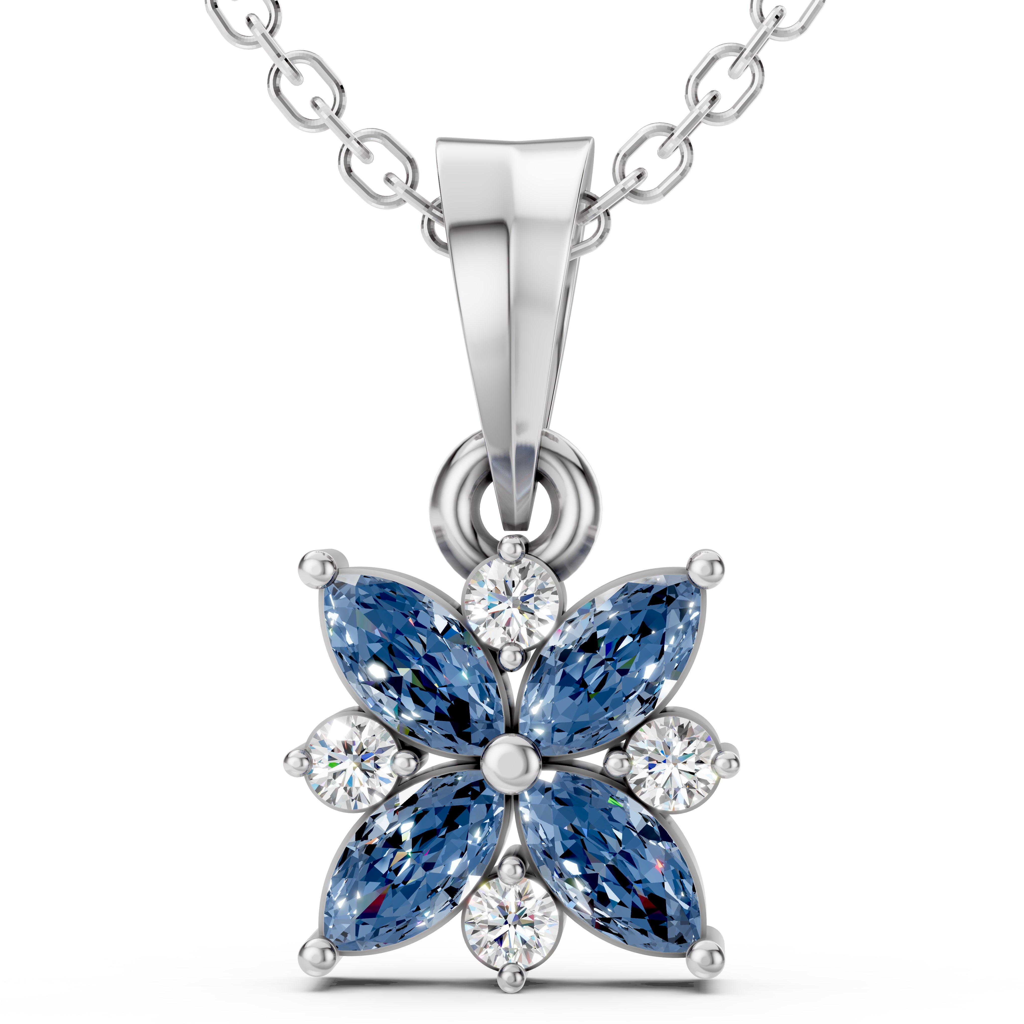 Midnight Bloom Sapphire Pendant-With chain