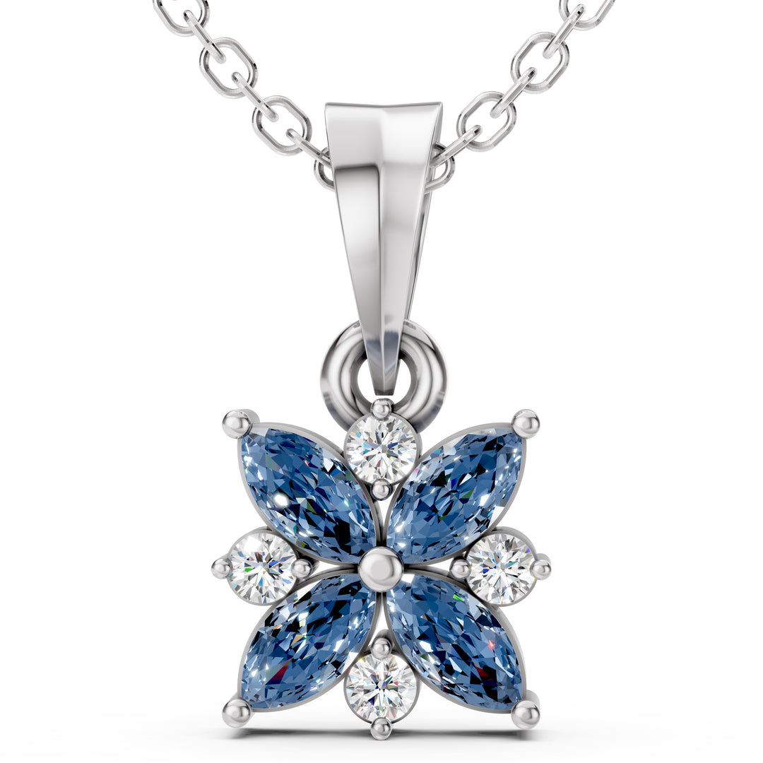 Midnight Bloom Sapphire Pendant-With chain