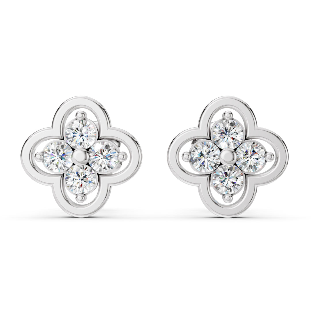 Petal Bloom Diamond Stud Earrings