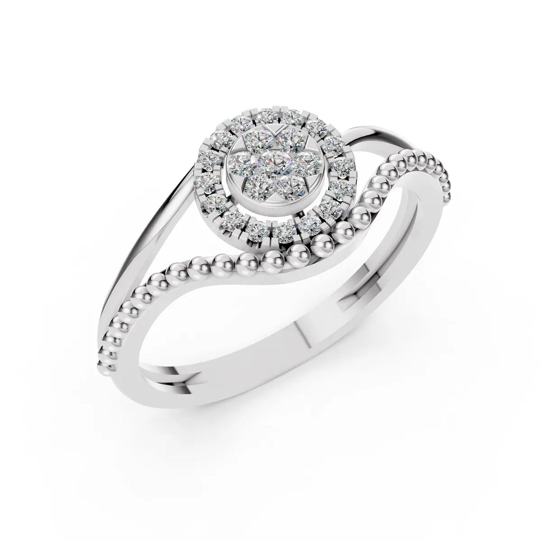 Baded Halo Ring
