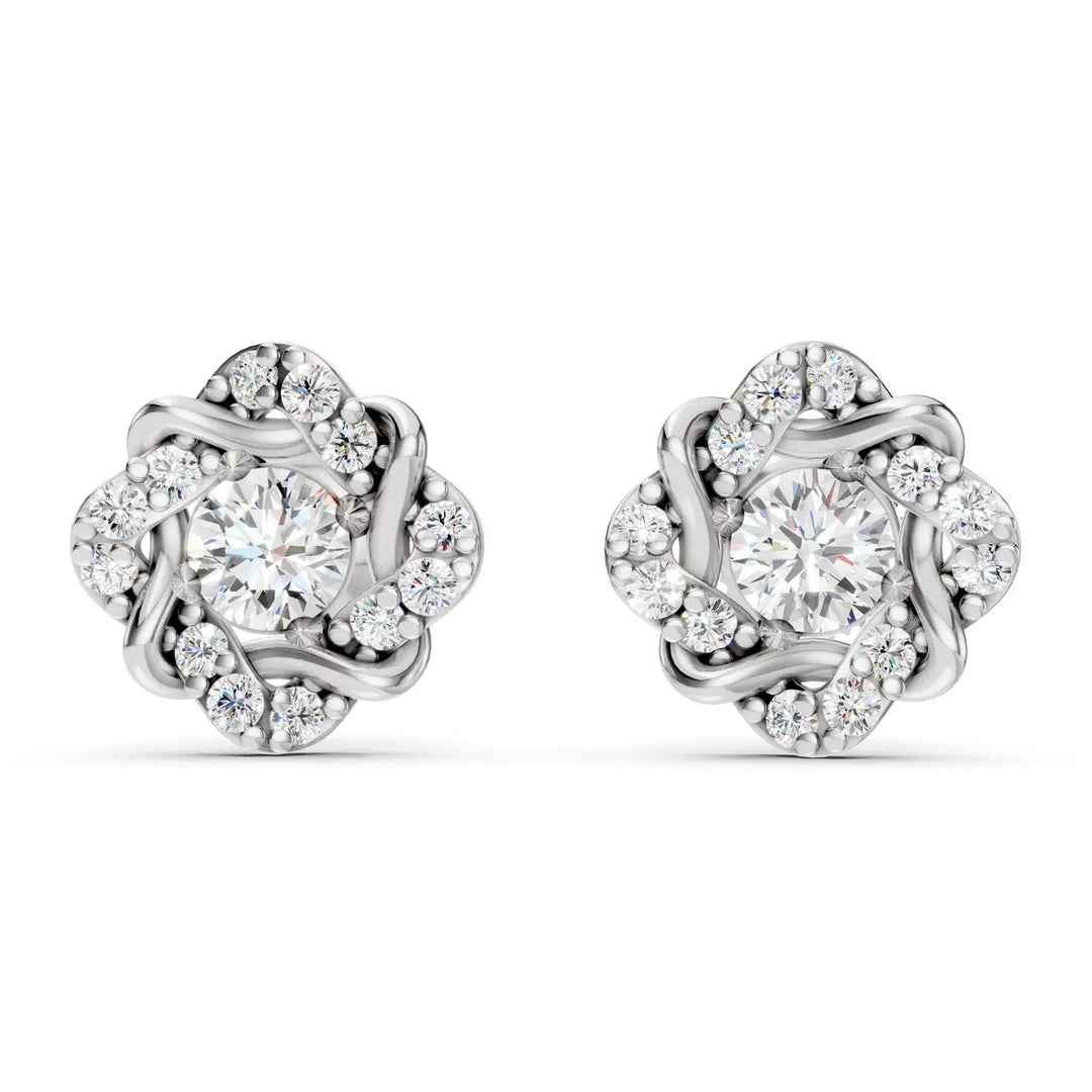 Fleur Halo Diamond Earrings