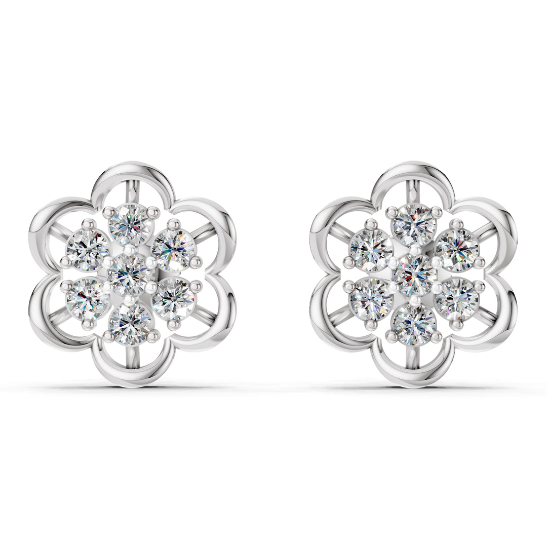 Rose Petal Diamond Bloom Earrings