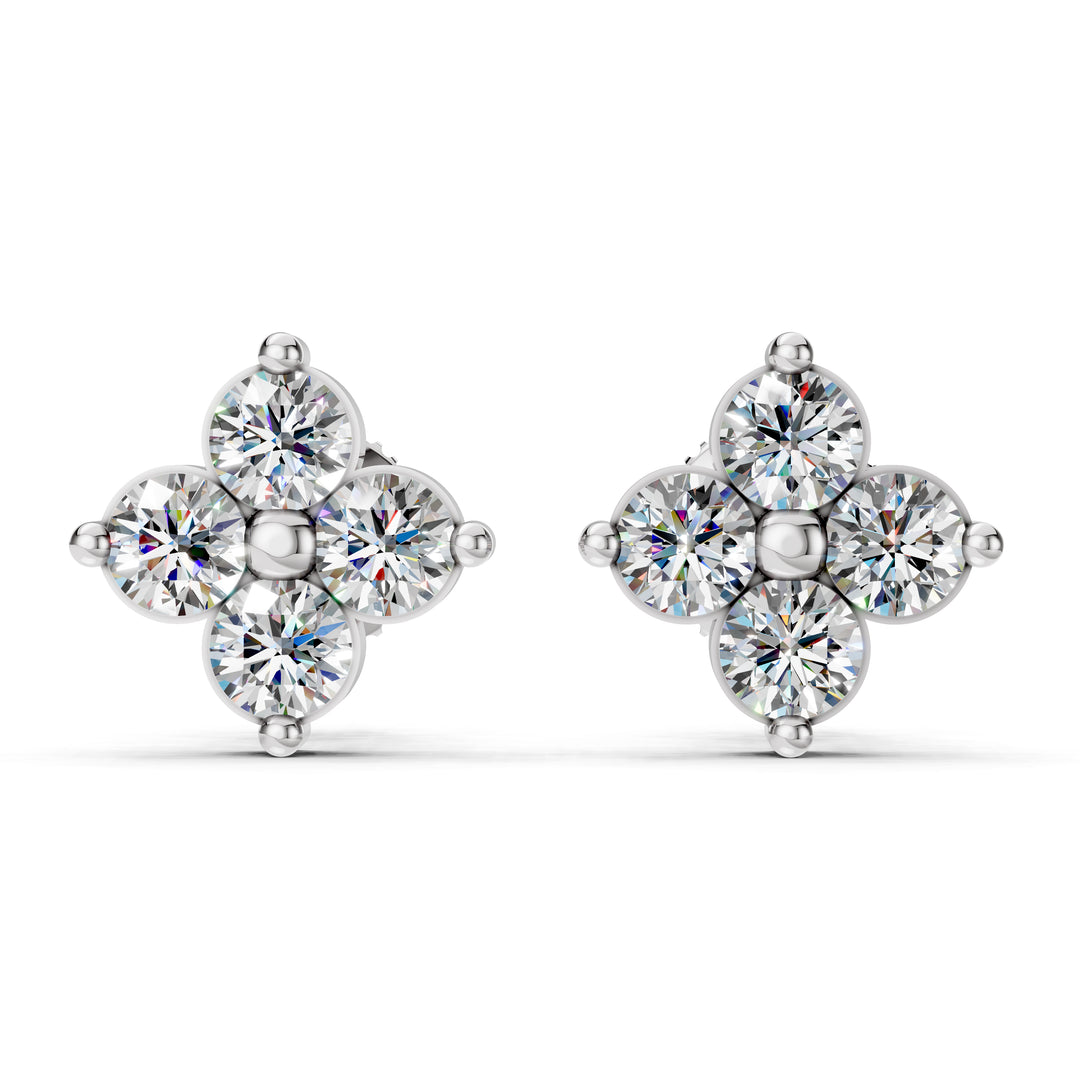 Classic Four Petal Diamond Earrings