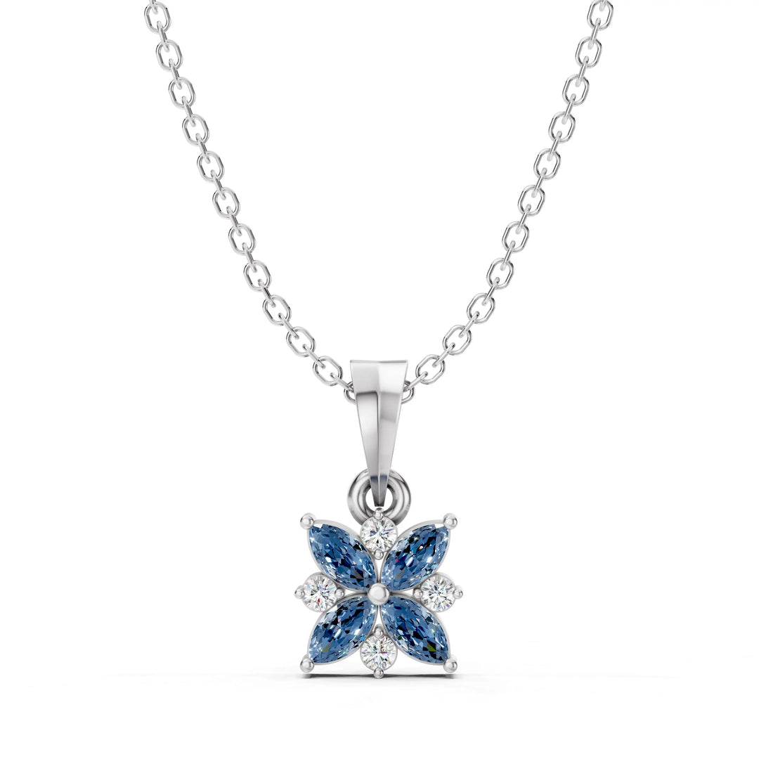 Midnight Bloom Sapphire Pendant-With chain