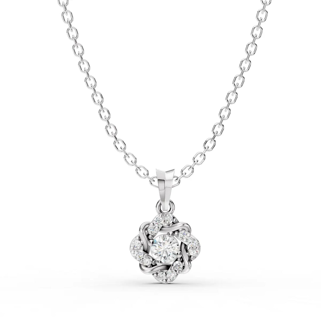 Fleur Halo Diamond Pendant-With chain