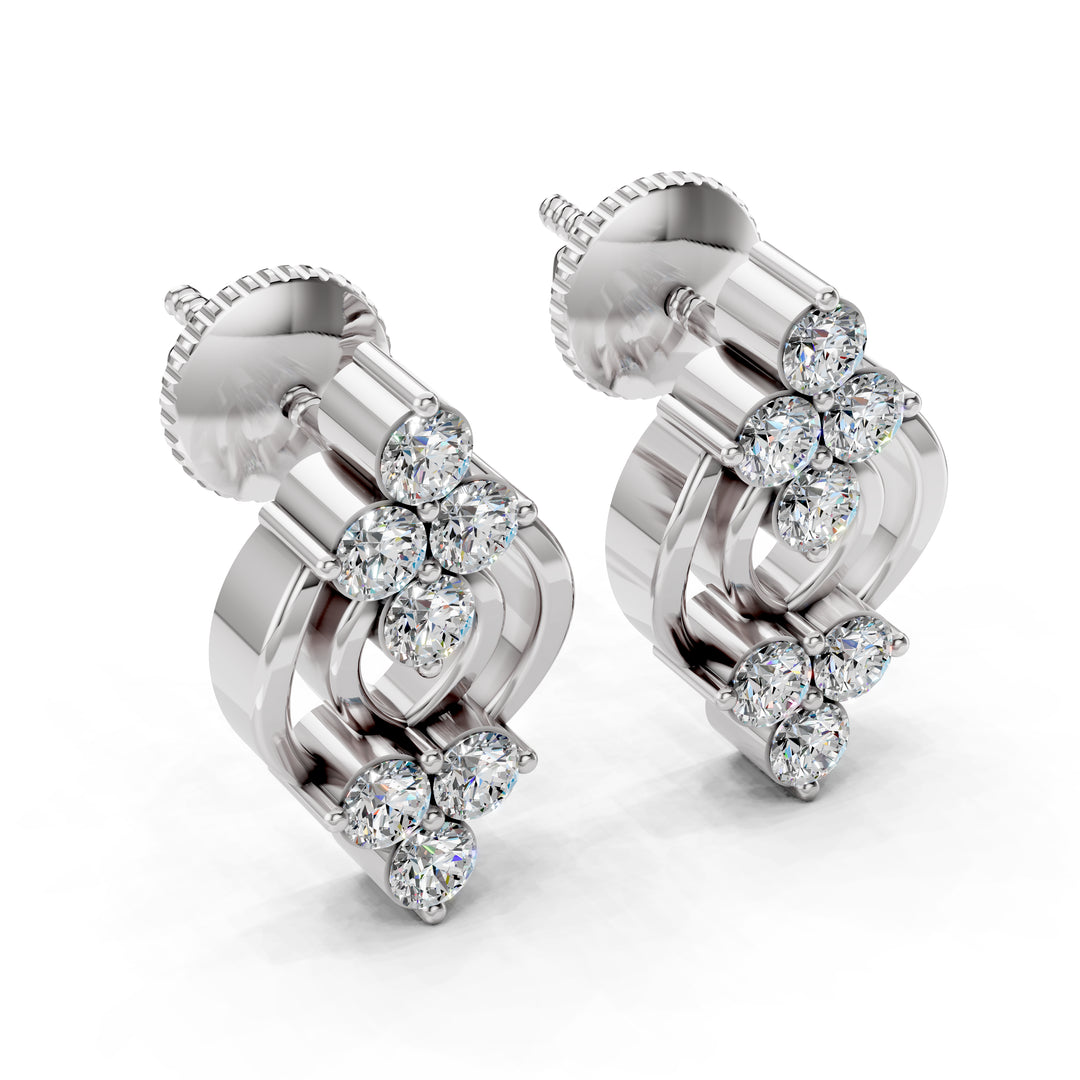 Graceful Twin Hook Diamond Earrings