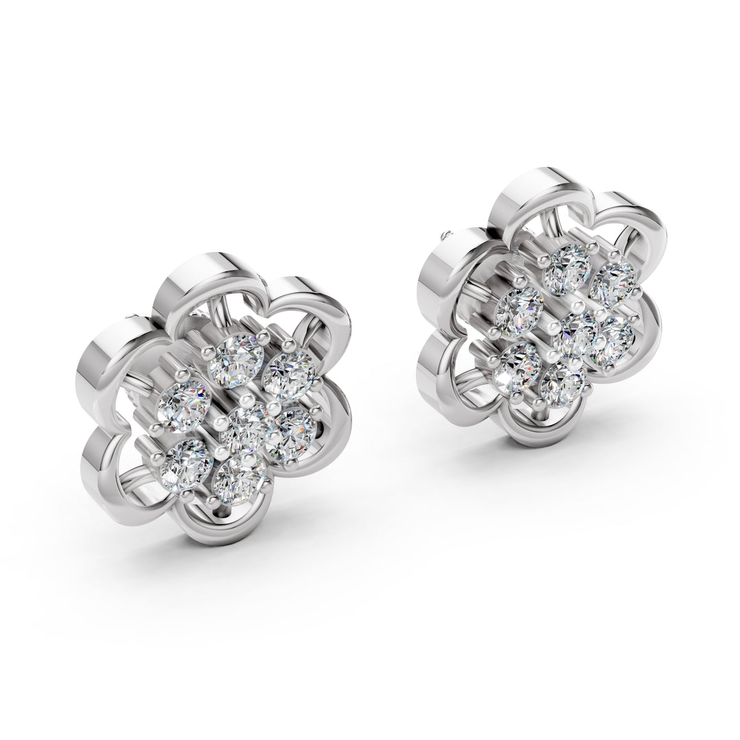 Rose Petal Diamond Bloom Earrings