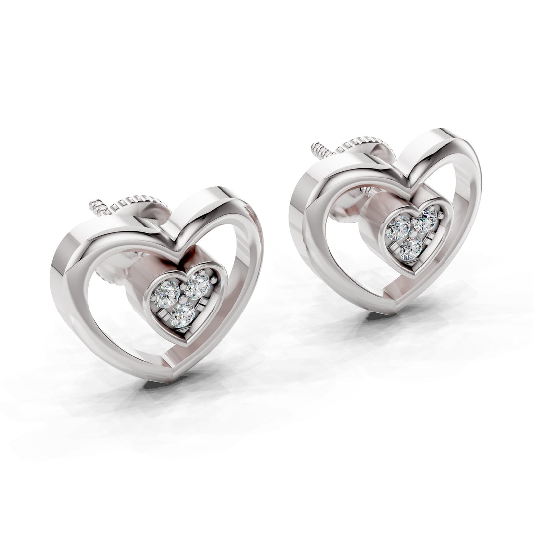 Sweetheart Diamond Stud Earrings